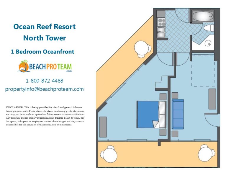 Ocean Reef North Tower Floor Plan G - 1 Bedroom Oceanfront